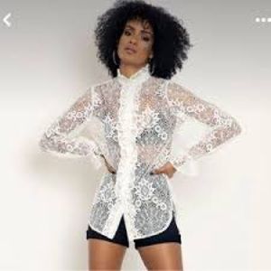Blackmilk - AU18 - White Immortal Lace Button Down Shirt